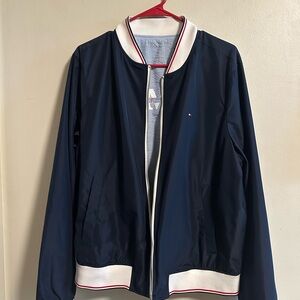 Tommy Hilfiger Blue and White Varsity Bomber Jacket